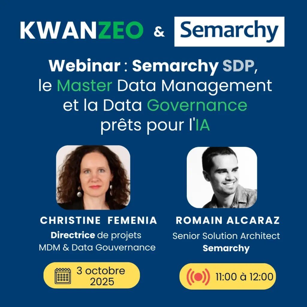 Visuel du webinaire sur Semarchy SDP, le MDM et la Data Governance prêts pour l'IA, du 3 octobre 2025