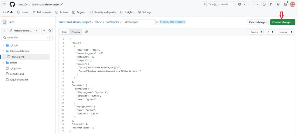 Commit d'une modification du notebook sur la branche feature.