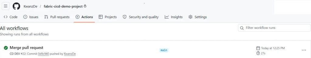 Exécution réussie du workflow CD DEV dans GitHub Actions.