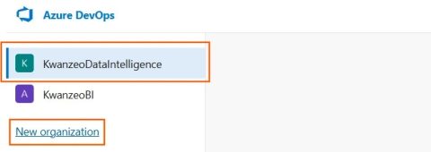 Choix d'une organisation dans Azure DevOps