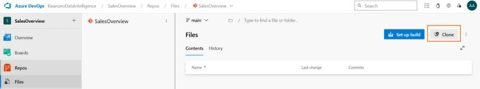 Option de clonage d'un référentiel Git dans Azure DevOps