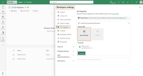 Connexion d'un espace de travail Fabric à un référentiel Git via Azure DevOps