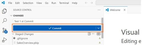 Modifications du projet Power BI prêtes à être validées dans Git depuis Visual Studio Code