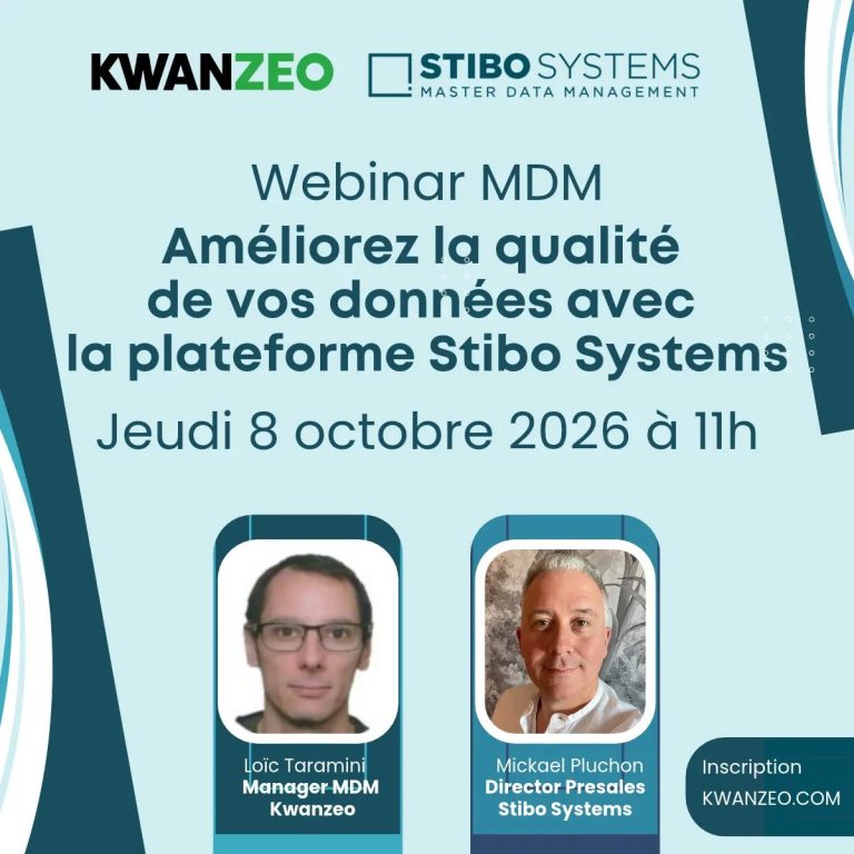 Visuel du webinaire MDM Kwanzeo et Stibo Systems du 8 octobre 2026 à 11 h