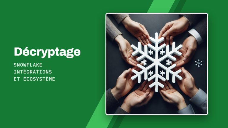 Décryptage Snowflake intégrations et écosystème : Trois paires de mains autour d'un grand flocon de neige, symbole de l'écosystème Snowflake