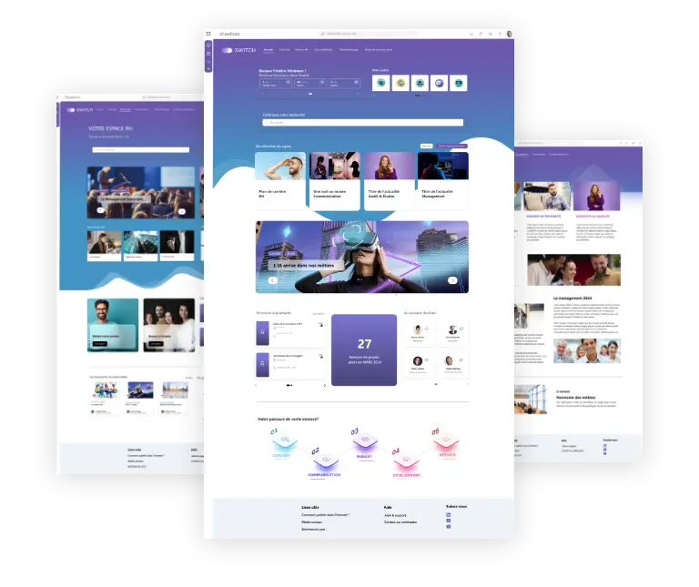 Maquettes d'espaces intranet SharePoint de démonstration