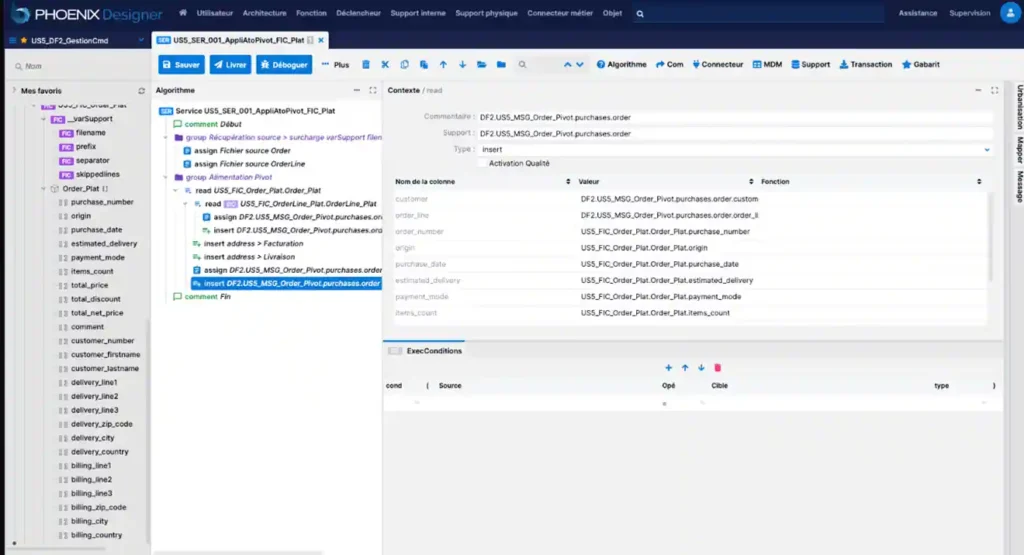 Console de supervision des flux de données de Data Foundation, affichant l’état des échanges entre les différents systèmes de l’entreprise.